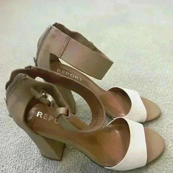 Report Madysan Nude and white sandal block heels - Picture 7 of 8